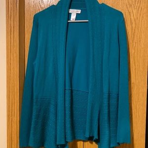 Christopher & Banks Large Teal open drape cardigan